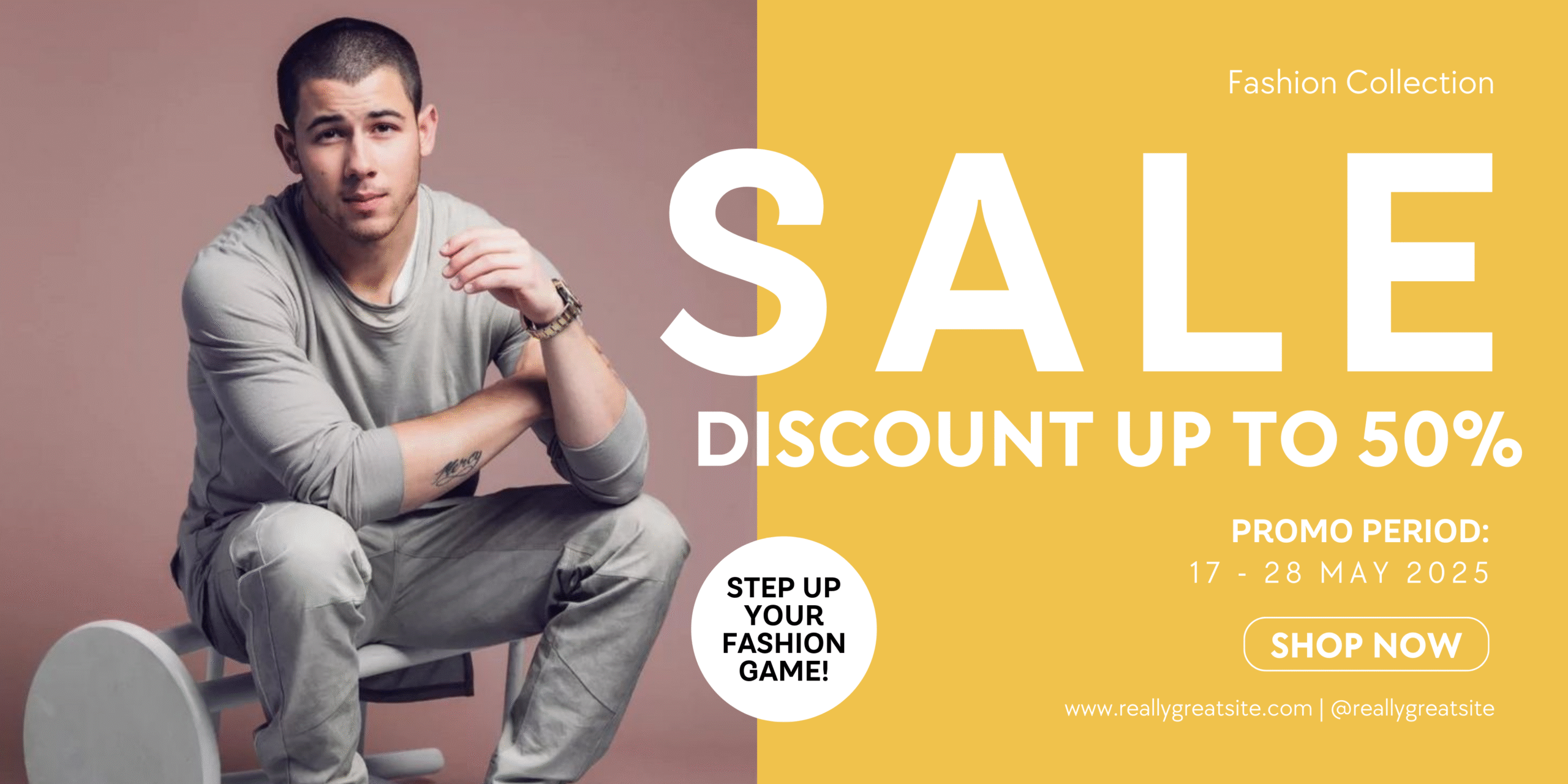 yellow pink bold fashion sale landscape banner